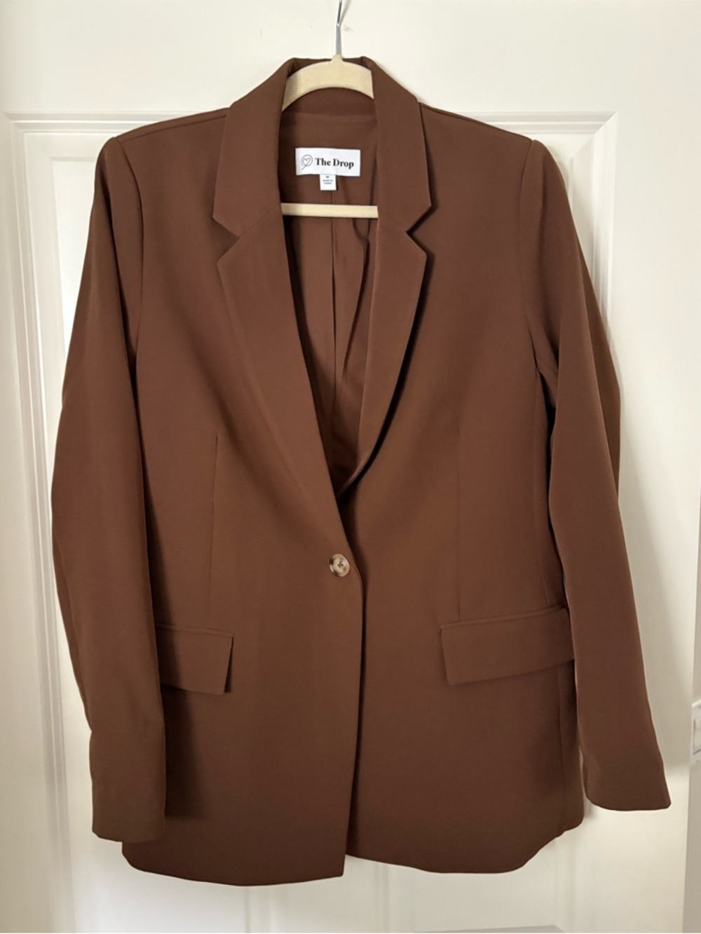 The Drop Women's Brown Single-Button Blazer. Size Medium